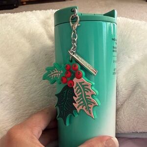 Starbucks Green Tumbler with Holly Charm